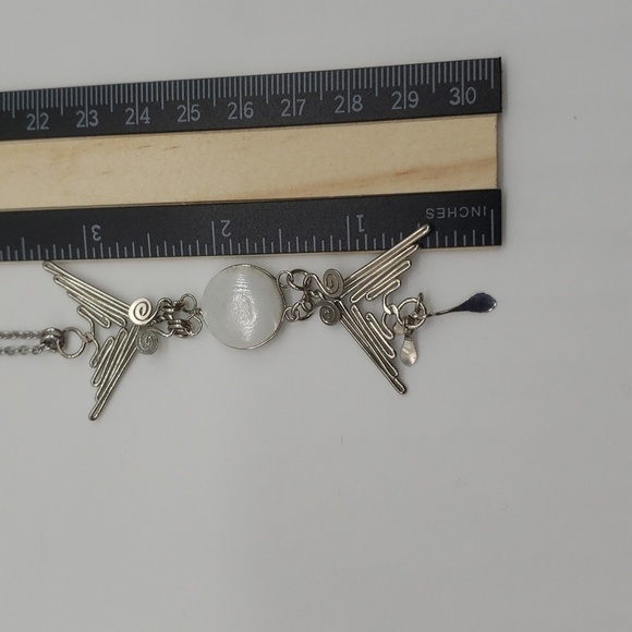 414- Couple Birds With A Natural Stone Women's Handmade Necklace NWT - Picture 5 of 9